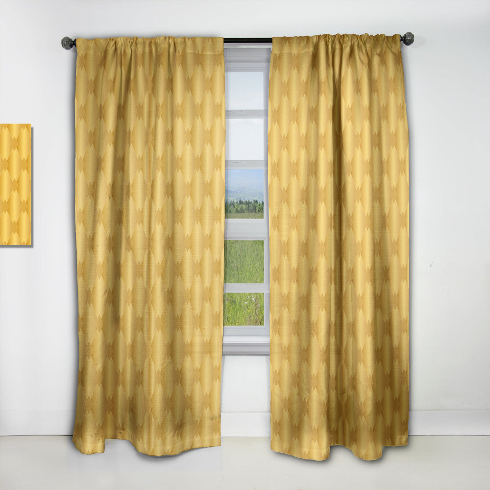 Golden Geometric I - Mid-Century Modern Curtain - 1 Panel