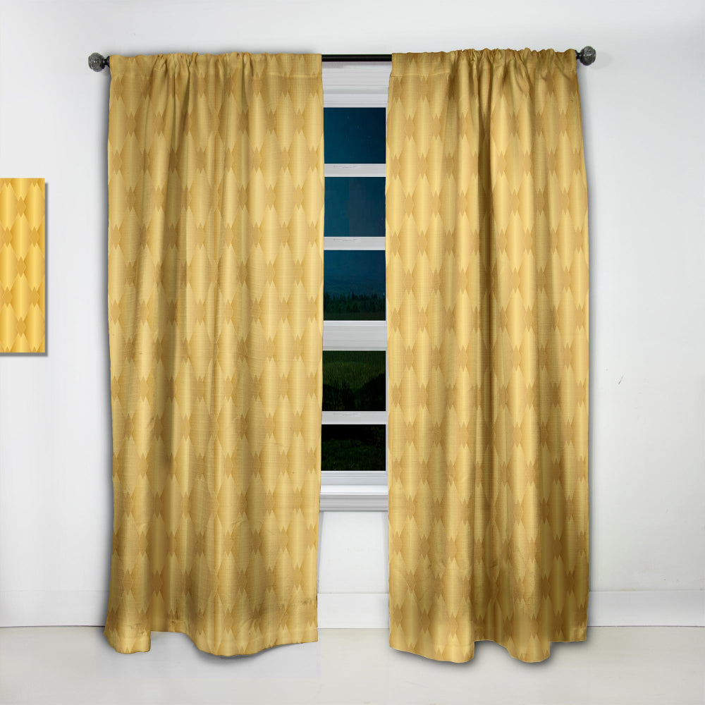 Golden Geometric I - Mid-Century Modern Curtain - 1 Panel