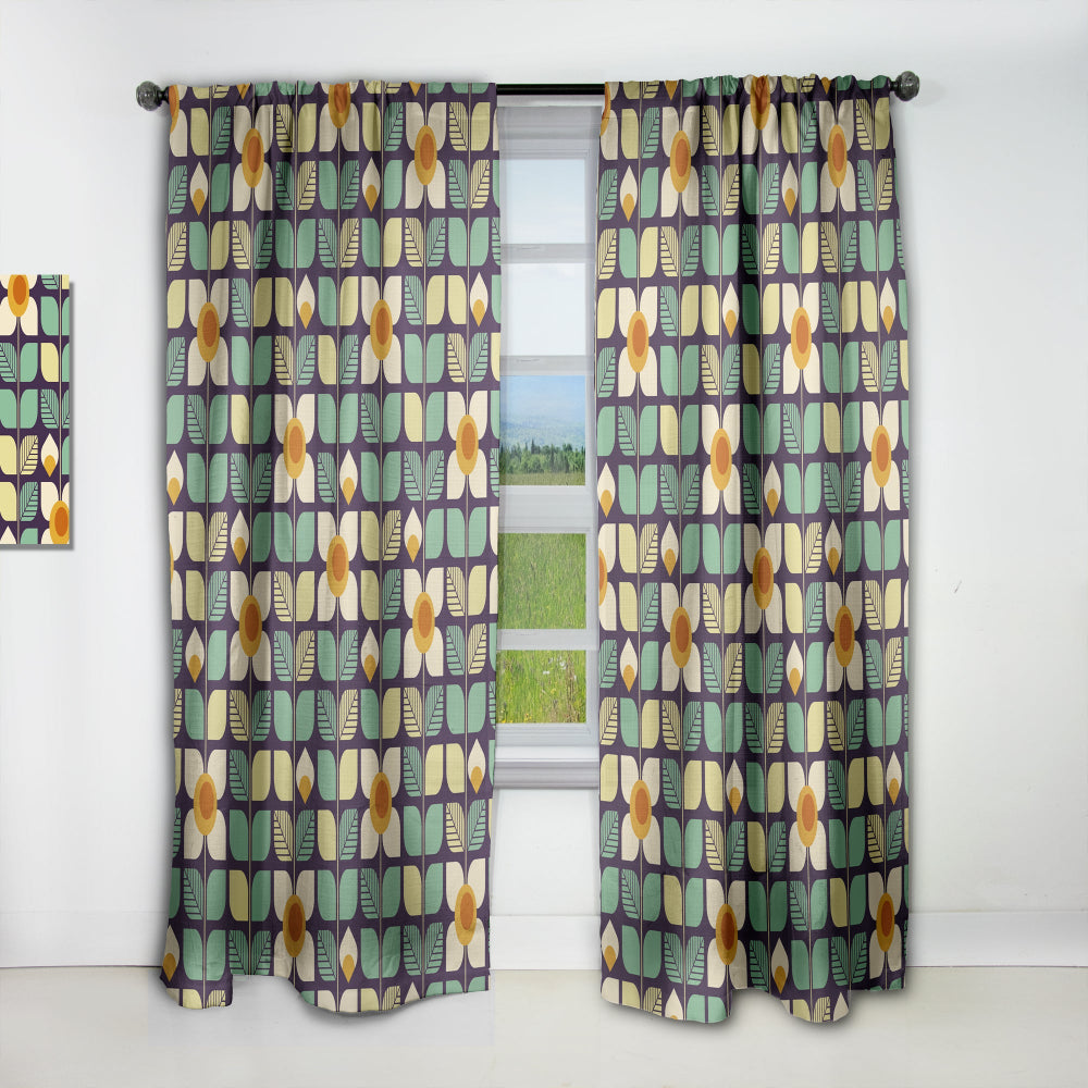 Botanical Retro Design III - Mid-Century Modern Curtain - 1 Panel