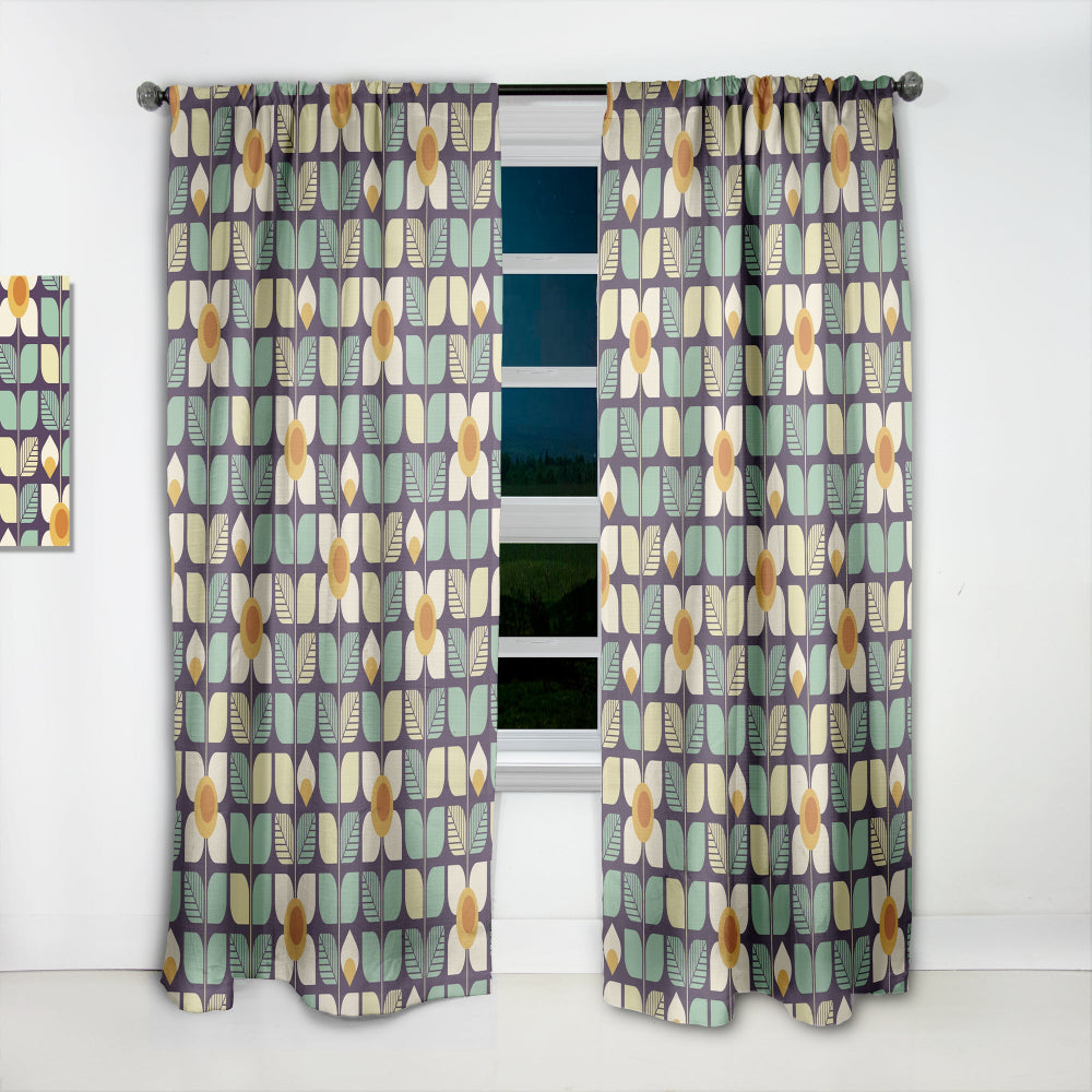 Botanical Retro Design III - Mid-Century Modern Curtain - 1 Panel