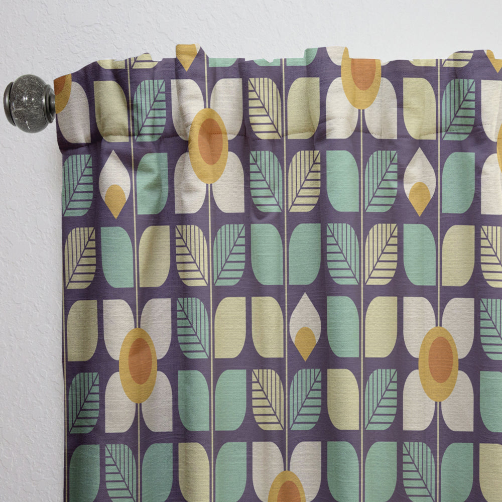 Botanical Retro Design III - Mid-Century Modern Curtain - 1 Panel