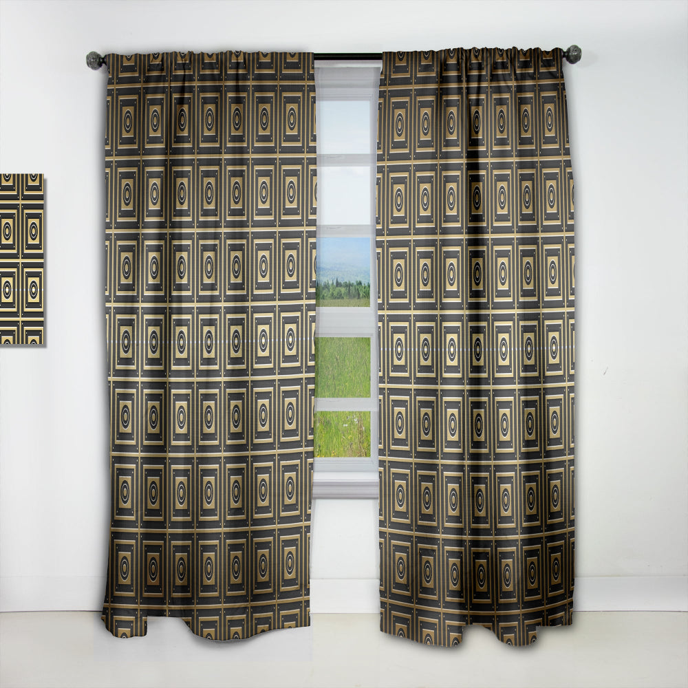 Golden Luxury Geometrics XIII - Mid-Century Modern Curtain - 1 Panel