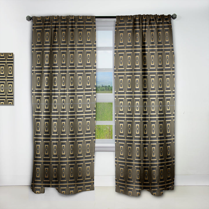 Golden Luxury Geometrics XIII - Mid-Century Modern Curtain - 1 Panel