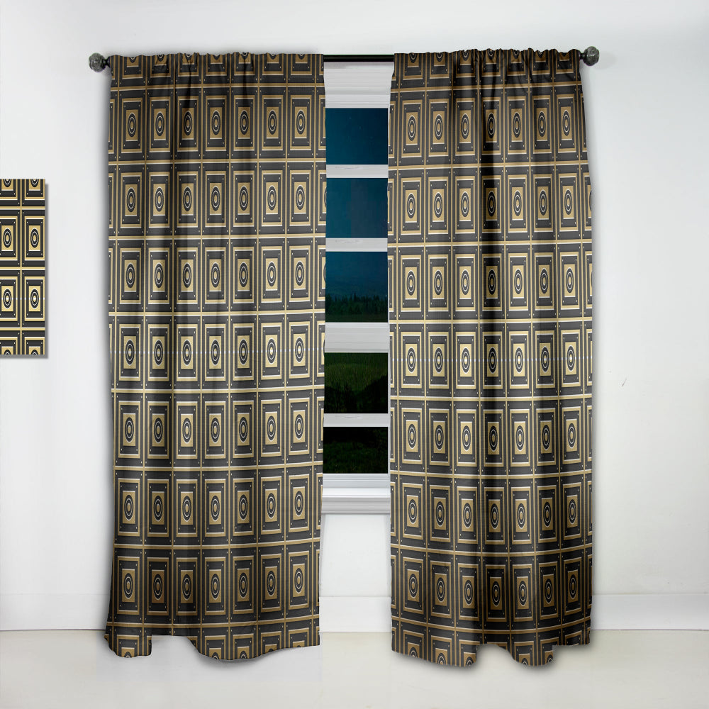 Golden Luxury Geometrics XIII - Mid-Century Modern Curtain - 1 Panel
