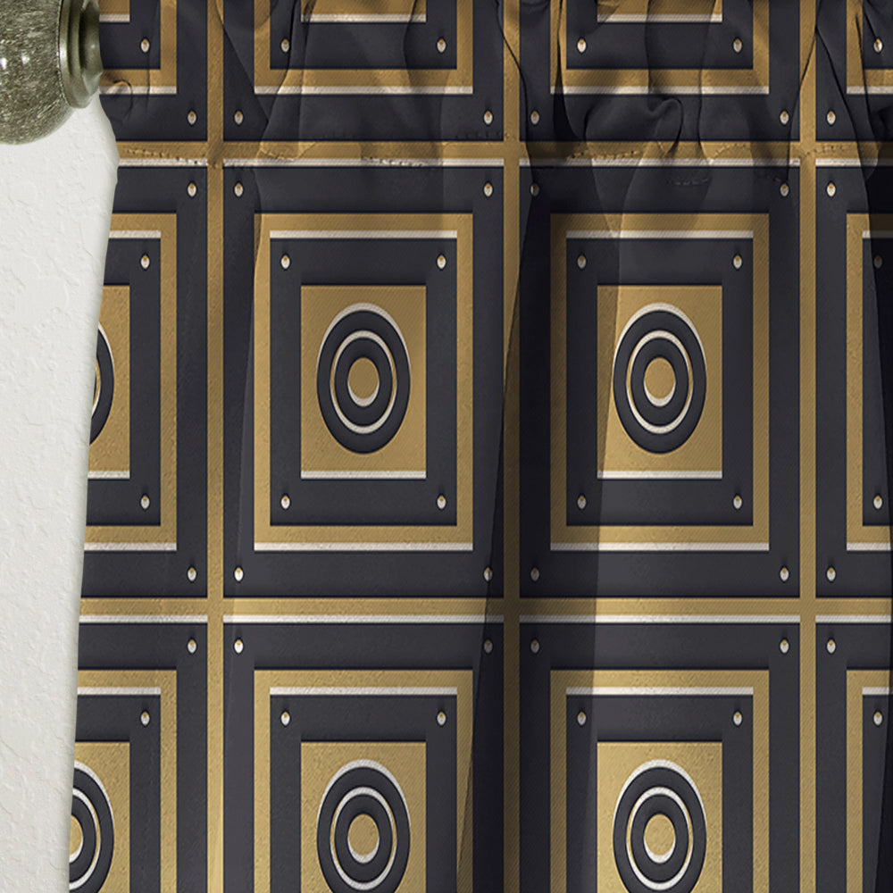 Golden Luxury Geometrics XIII - Mid-Century Modern Curtain - 1 Panel