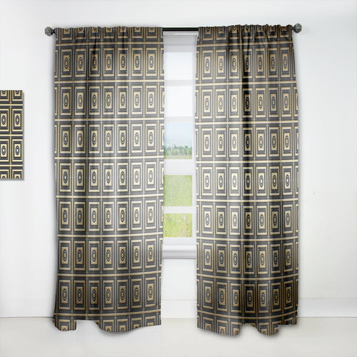 Golden Luxury Geometrics XIII - Mid-Century Modern Curtain - 1 Panel