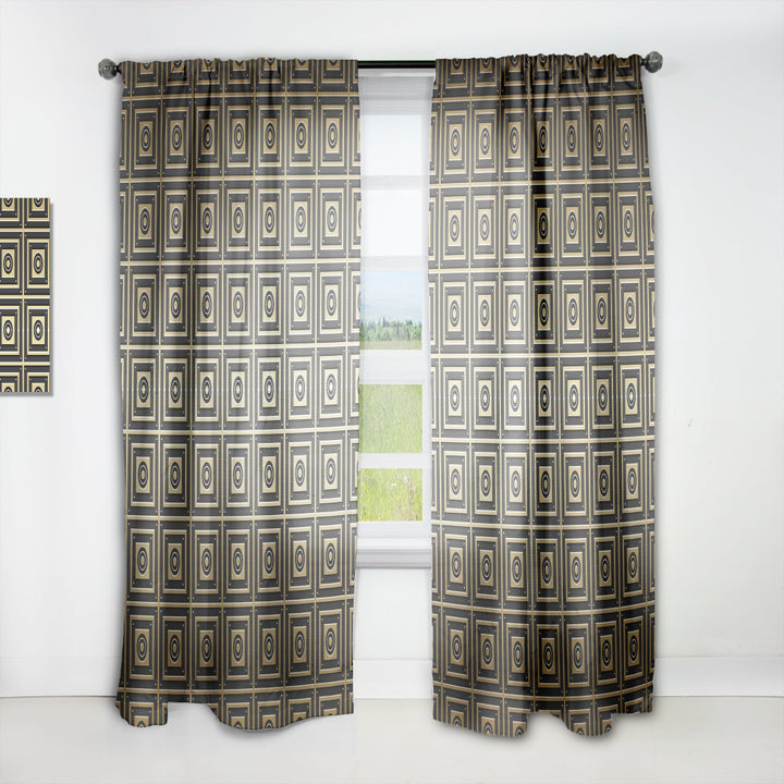 Golden Luxury Geometrics XIII - Mid-Century Modern Curtain - 1 Panel
