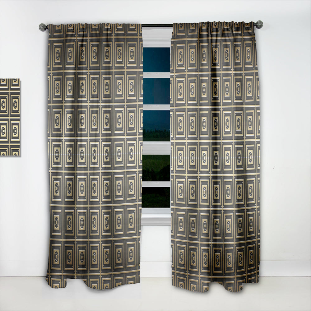 Golden Luxury Geometrics XIII - Mid-Century Modern Curtain - 1 Panel