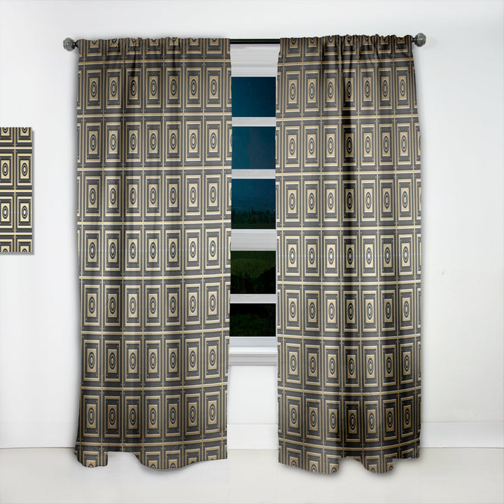 Golden Luxury Geometrics XIII - Mid-Century Modern Curtain - 1 Panel