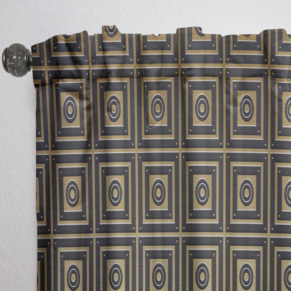 Golden Luxury Geometrics XIII - Mid-Century Modern Curtain - 1 Panel