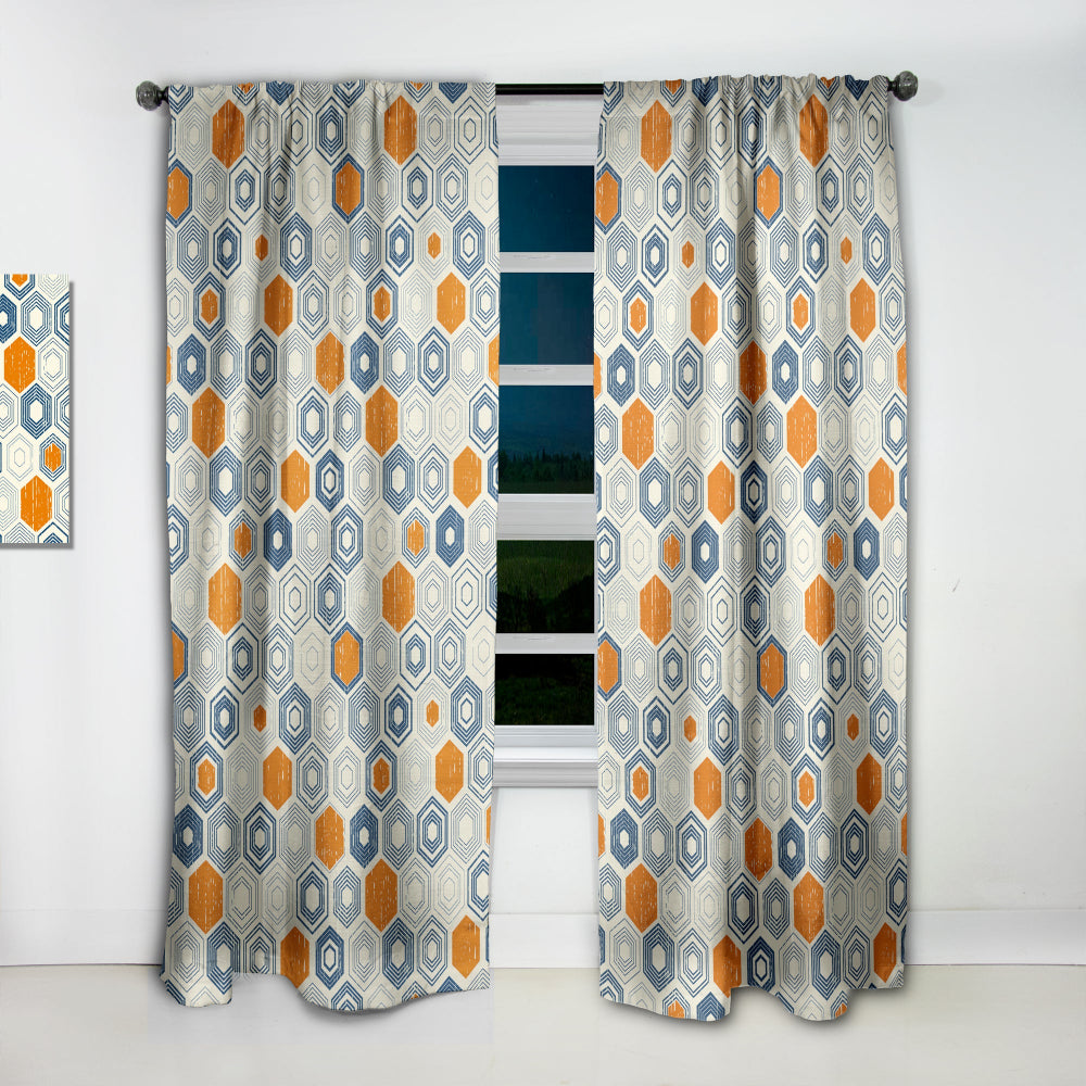 Retro Hexagon Pattern IX - Mid-Century Modern Curtain - 1 Panel