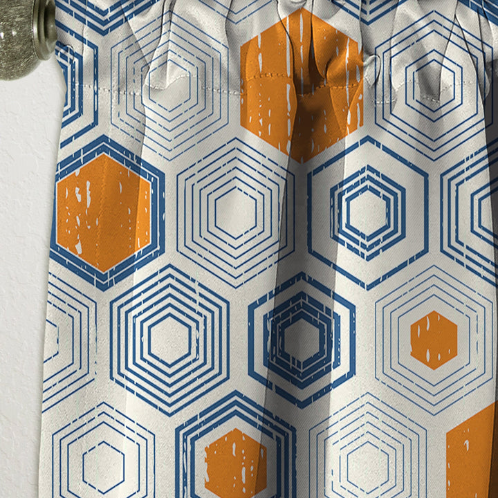 Retro Hexagon Pattern IX - Mid-Century Modern Curtain - 1 Panel
