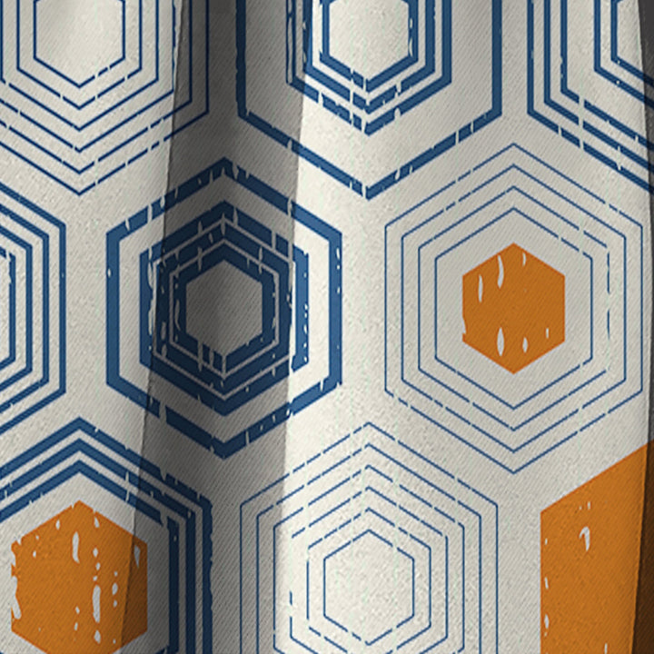 Retro Hexagon Pattern IX - Mid-Century Modern Curtain - 1 Panel