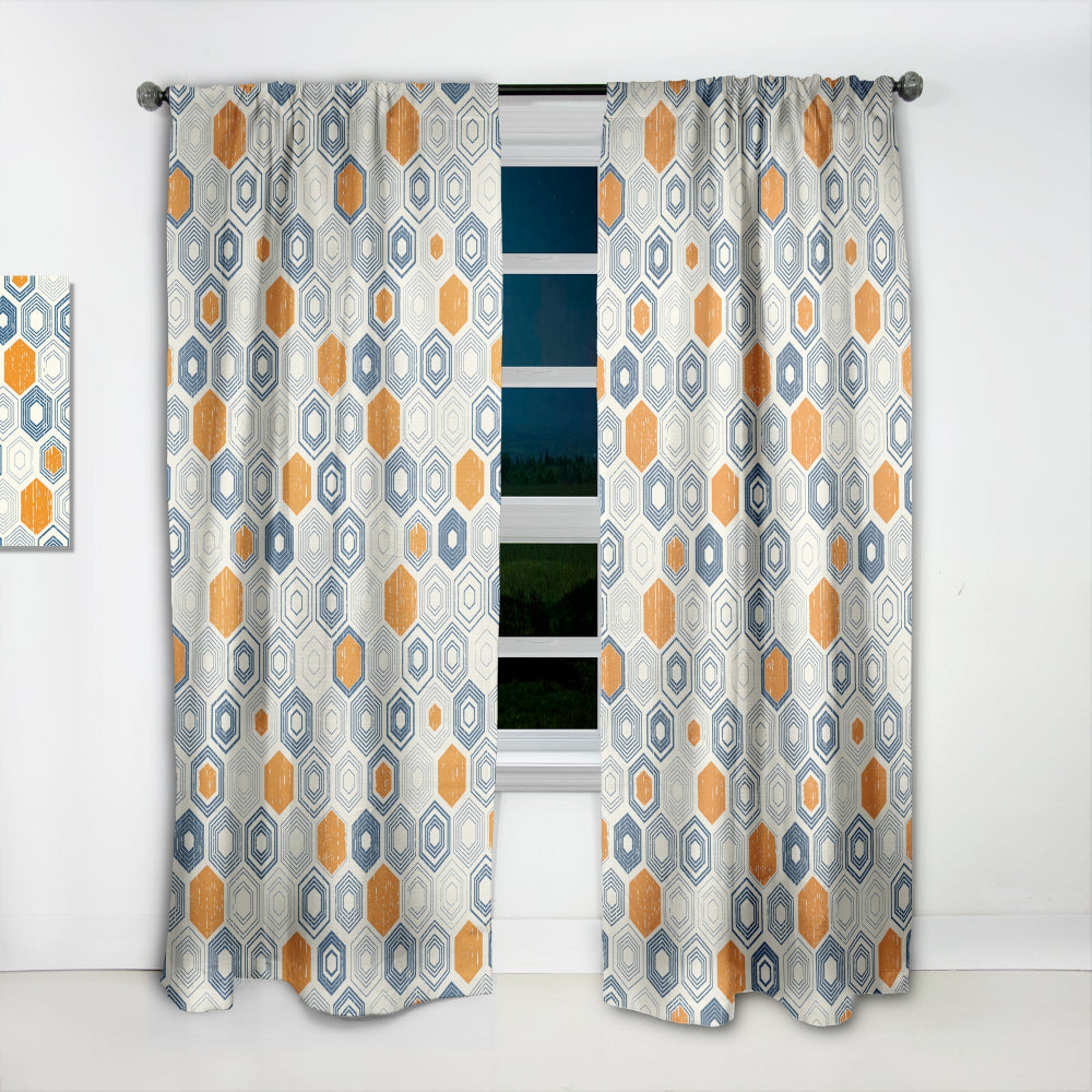 Retro Hexagon Pattern IX - Mid-Century Modern Curtain - 1 Panel
