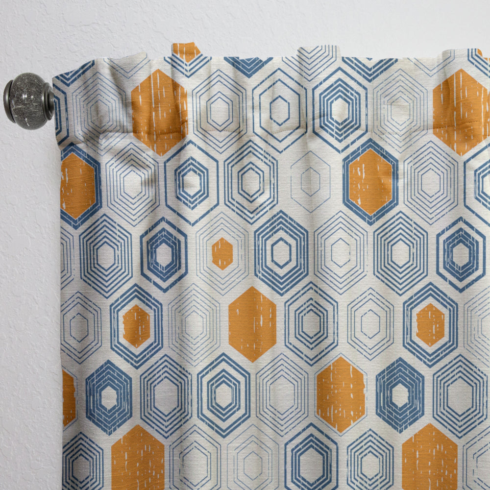 Retro Hexagon Pattern IX - Mid-Century Modern Curtain - 1 Panel