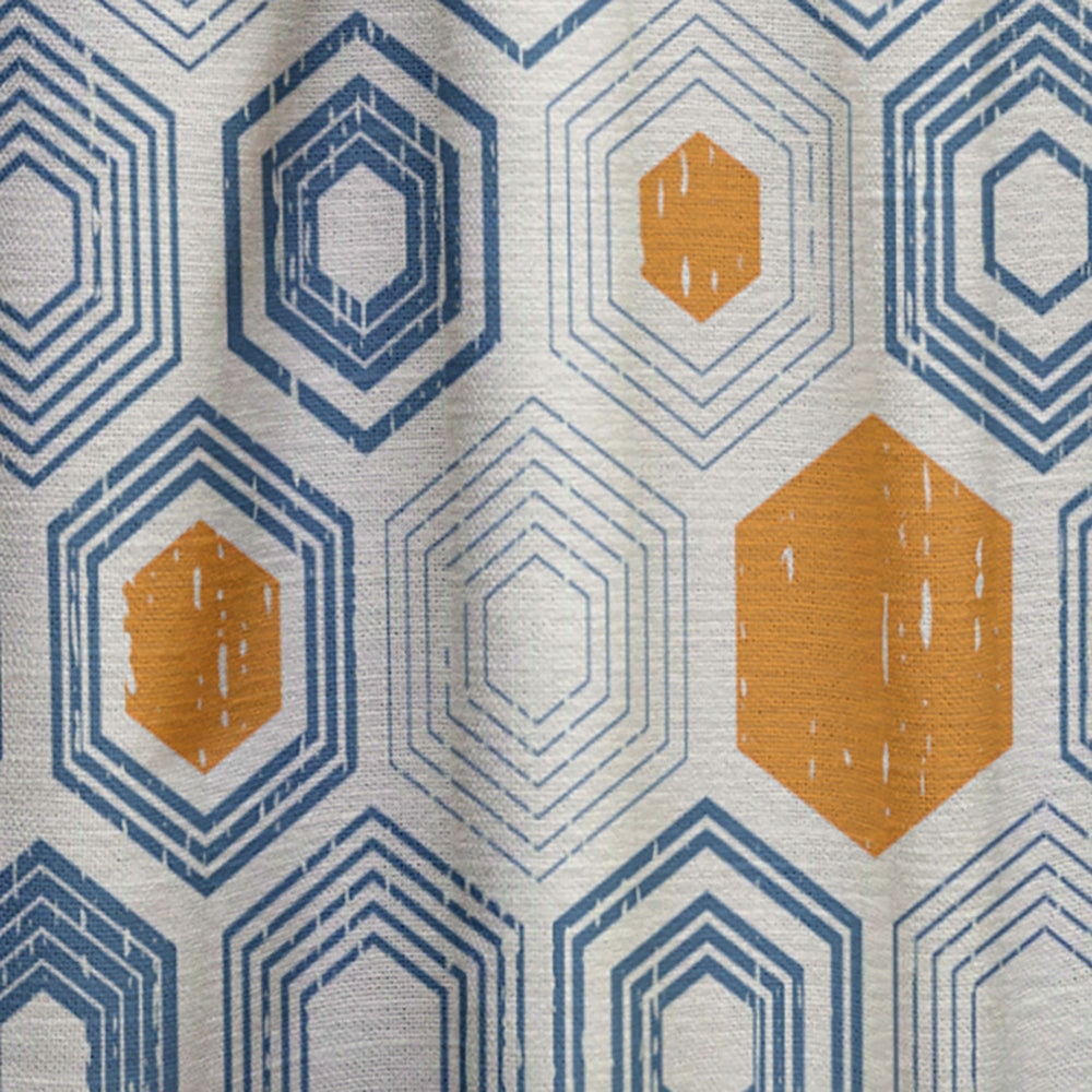 Retro Hexagon Pattern IX - Mid-Century Modern Curtain - 1 Panel