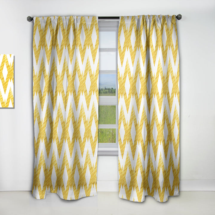 Gold glittering lines pattern - Mid-Century Modern Curtain - 1 Panel