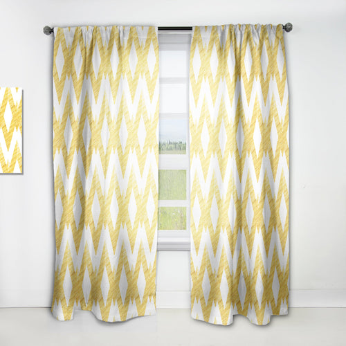 Gold glittering lines pattern - Mid-Century Modern Curtain - 1 Panel