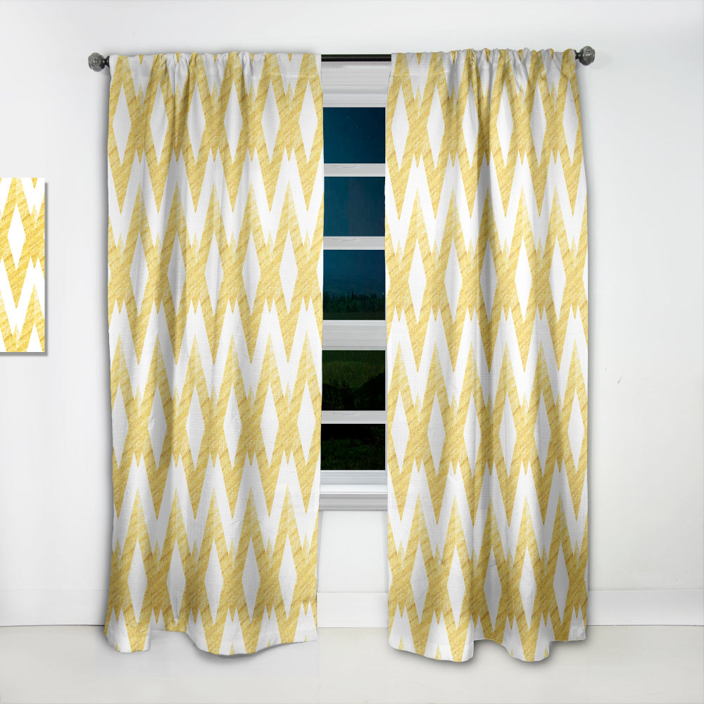 Gold glittering lines pattern - Mid-Century Modern Curtain - 1 Panel