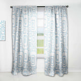 3D White And Blue Pattern I' Mid-Century Modern Curtain Panel