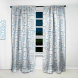 3D White And Blue Pattern I' Mid-Century Modern Curtain Panel Blackout