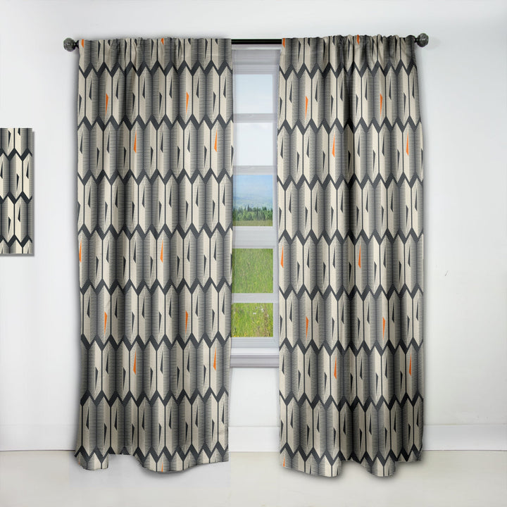 Abstract Retro Triangular Geometrics - Mid-Century Modern Curtain - 1 Panel