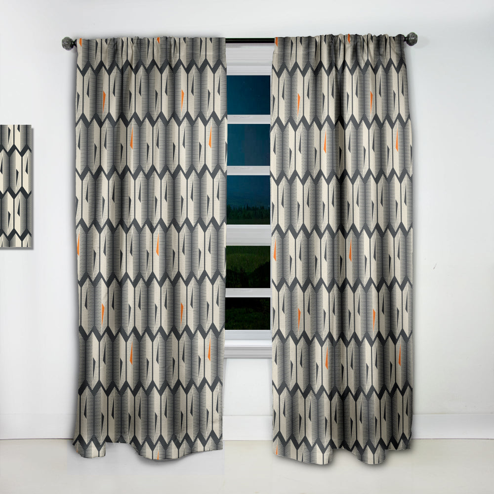 Abstract Retro Triangular Geometrics - Mid-Century Modern Curtain - 1 Panel