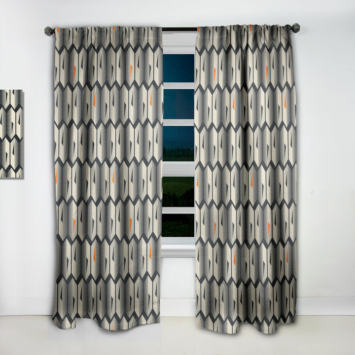 Abstract Retro Triangular Geometrics - Mid-Century Modern Curtain - 1 Panel