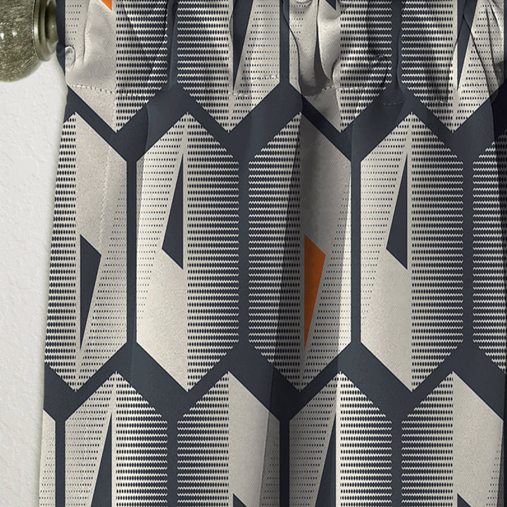 Abstract Retro Triangular Geometrics - Mid-Century Modern Curtain - 1 Panel