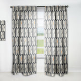 Abstract Retro Triangular Geometrics' Mid-Century Modern Curtain 1 Panel Sheer