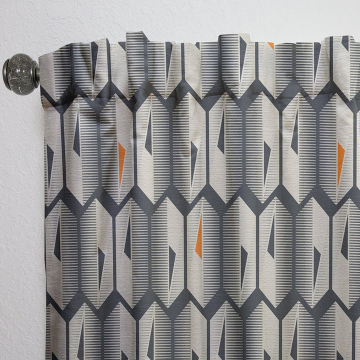 Abstract Retro Triangular Geometrics - Mid-Century Modern Curtain - 1 Panel