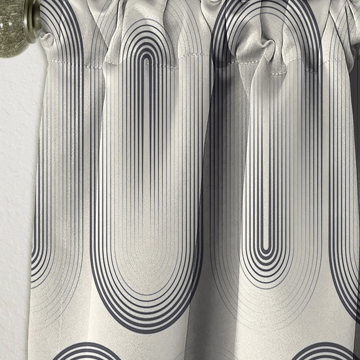 Retro Curved Minimal Geometric Ornament I - Mid-Century Modern Curtain - 1 Panel
