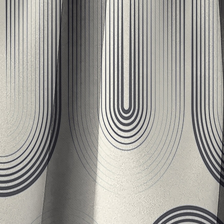 Retro Curved Minimal Geometric Ornament I - Mid-Century Modern Curtain - 1 Panel