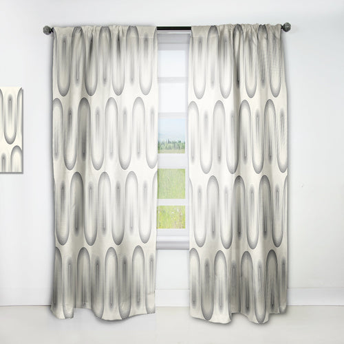 Retro Curved Minimal Geometric Ornament I - Mid-Century Modern Curtain - 1 Panel