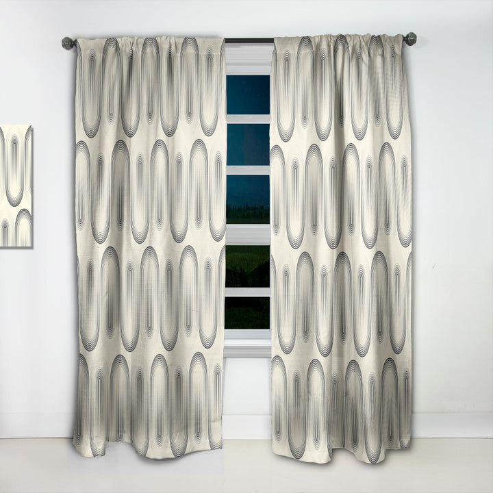 Retro Curved Minimal Geometric Ornament I - Mid-Century Modern Curtain - 1 Panel