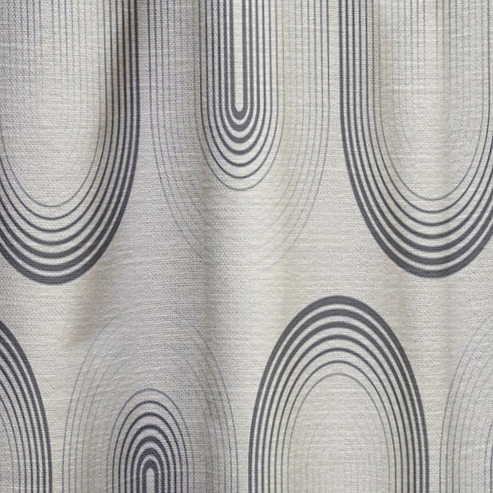 Retro Curved Minimal Geometric Ornament I - Mid-Century Modern Curtain - 1 Panel