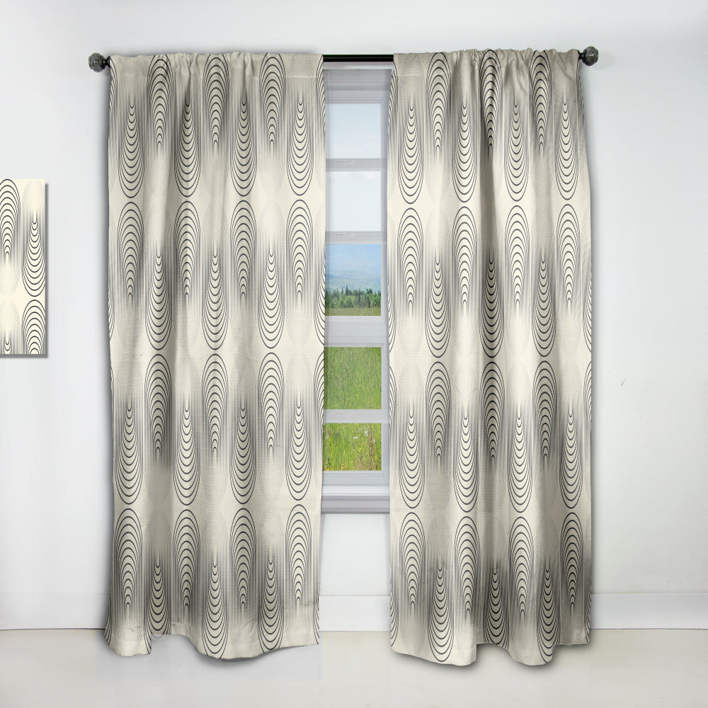 Monochrome Geometric Pattern X - Mid-Century Modern Curtain - 1 Panel