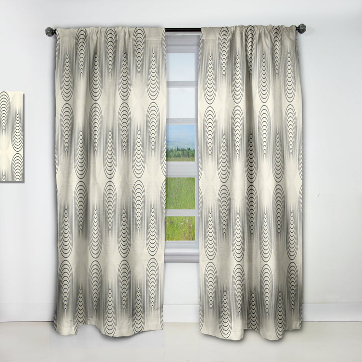 Monochrome Geometric Pattern X - Mid-Century Modern Curtain - 1 Panel