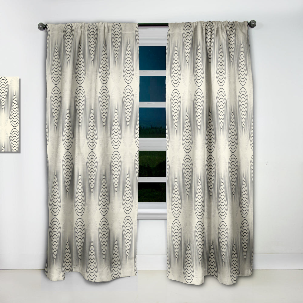 Monochrome Geometric Pattern X - Mid-Century Modern Curtain - 1 Panel