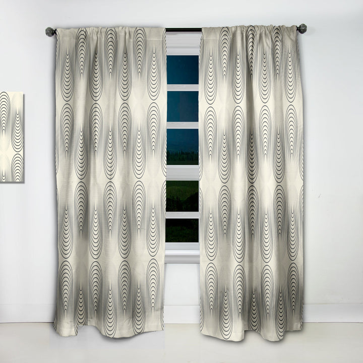 Monochrome Geometric Pattern X - Mid-Century Modern Curtain - 1 Panel