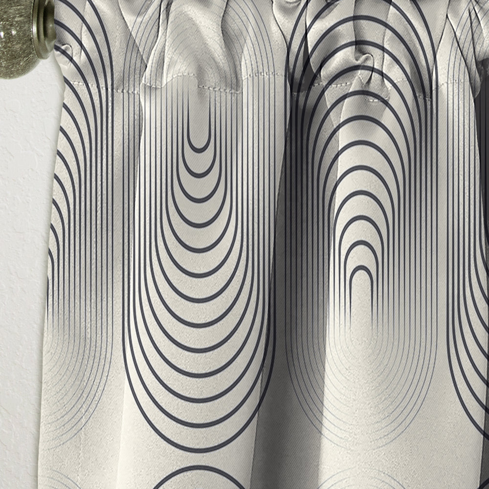 Monochrome Geometric Pattern X - Mid-Century Modern Curtain - 1 Panel