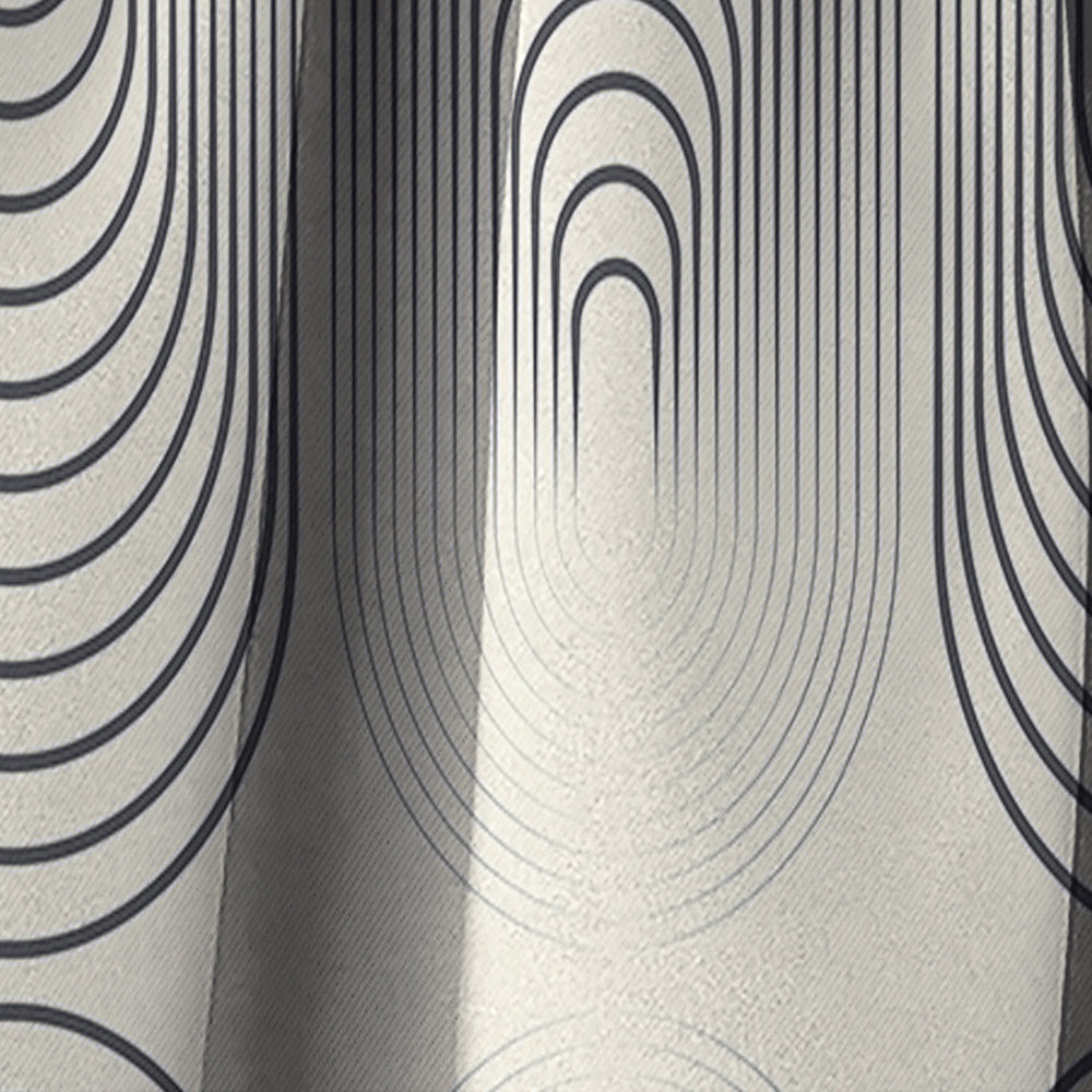 Monochrome Geometric Pattern X - Mid-Century Modern Curtain - 1 Panel