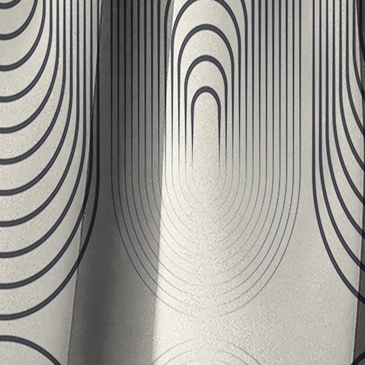 Monochrome Geometric Pattern X - Mid-Century Modern Curtain - 1 Panel