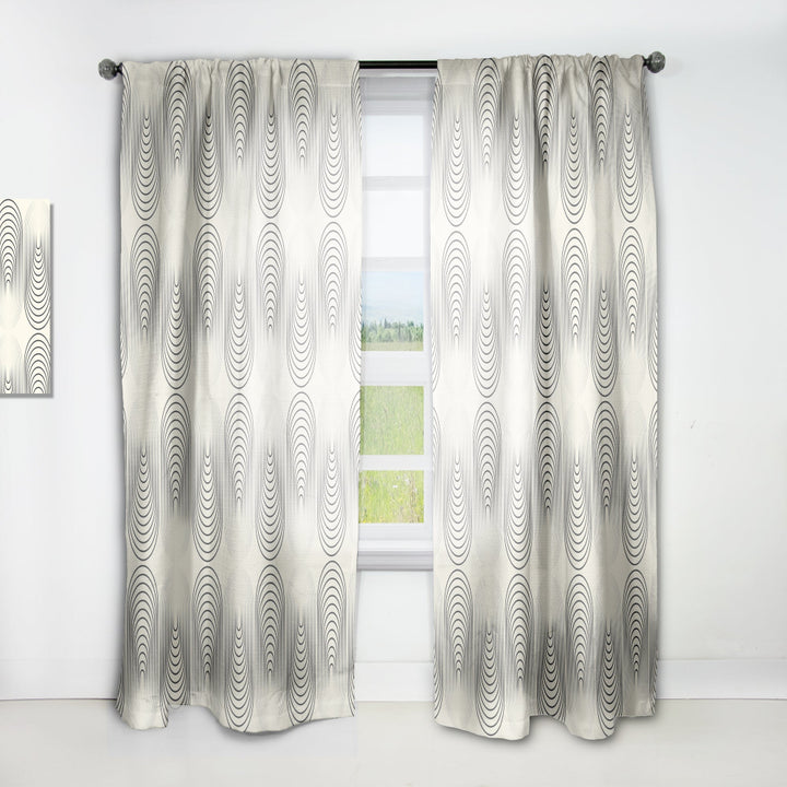 Monochrome Geometric Pattern X - Mid-Century Modern Curtain - 1 Panel