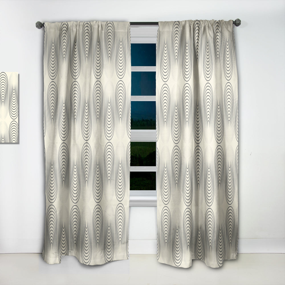 Monochrome Geometric Pattern X - Mid-Century Modern Curtain - 1 Panel