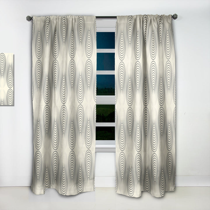 Monochrome Geometric Pattern X - Mid-Century Modern Curtain - 1 Panel