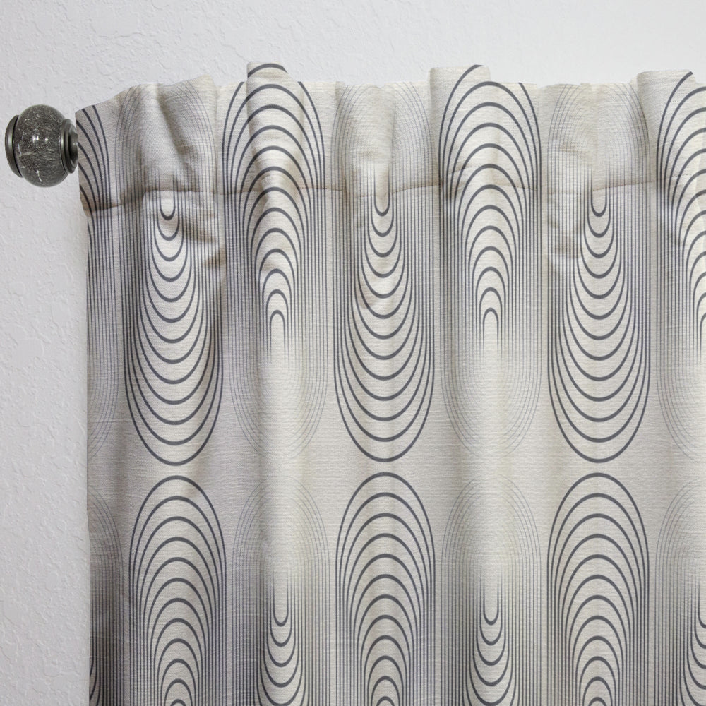 Monochrome Geometric Pattern X - Mid-Century Modern Curtain - 1 Panel