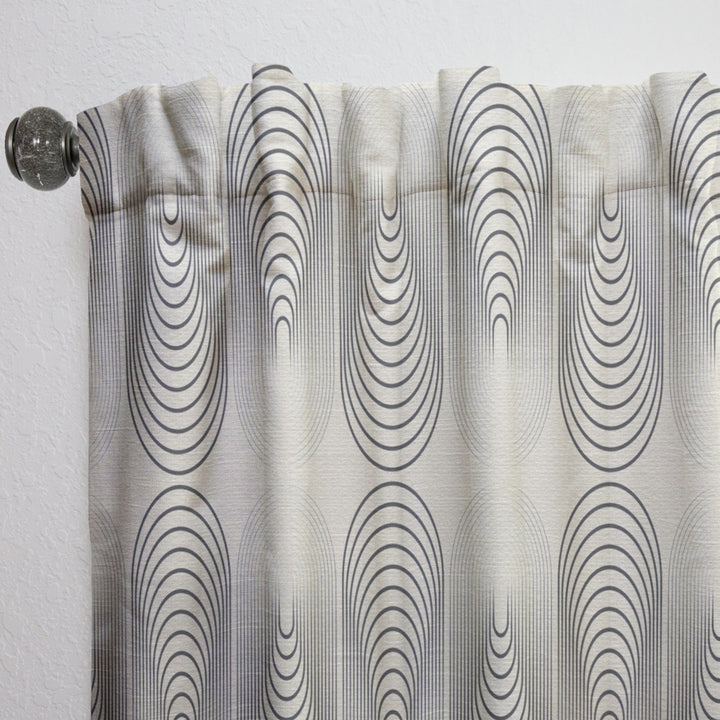 Monochrome Geometric Pattern X - Mid-Century Modern Curtain - 1 Panel
