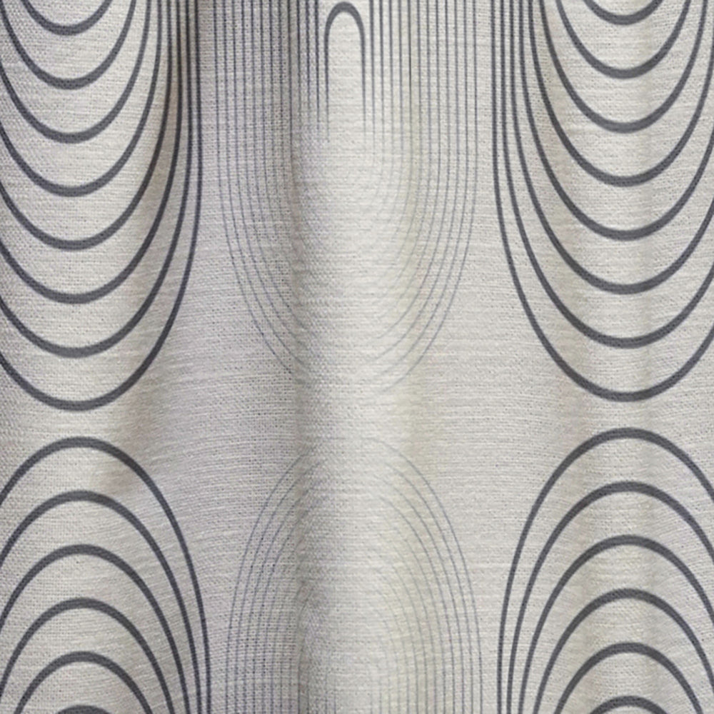 Monochrome Geometric Pattern X - Mid-Century Modern Curtain - 1 Panel