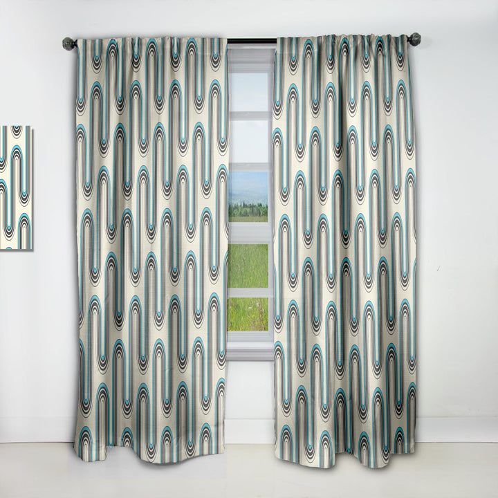 Retro Geometrical Abstract Minimal Pattern IV - Mid-Century Modern Curtain - 1 Panel